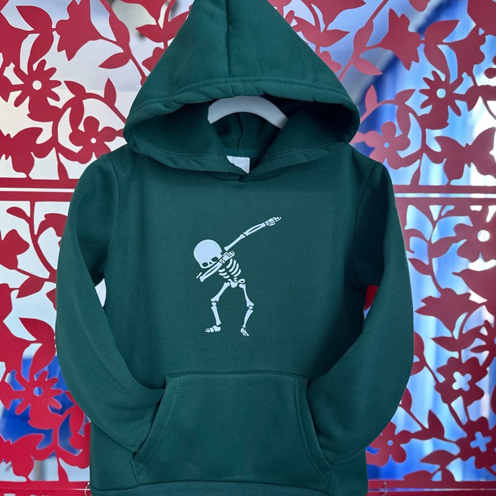 🧸 Sweatshirt for Boys _ Dancing Skeleton Print Trick Hooded Sweatshir❤️